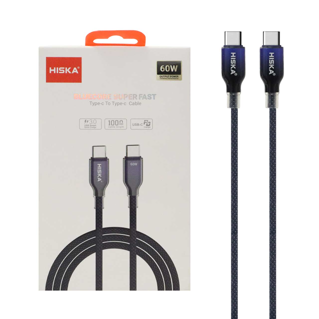 1628286 کابل شارژ و دیتا کنفی PD و فست Hiska Type-C To Type-C مدل LX-911CC 60W - آبی - Image 1